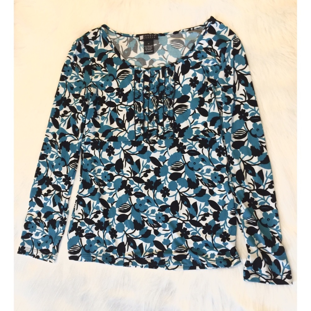 Black & Turquoise Printed Long Sleeve Top